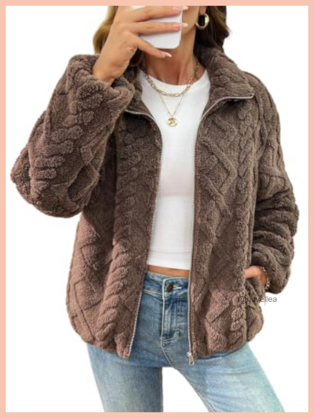 Women's Full Zip Fleece Jacket Warm Winter Casual Outerwear Coat